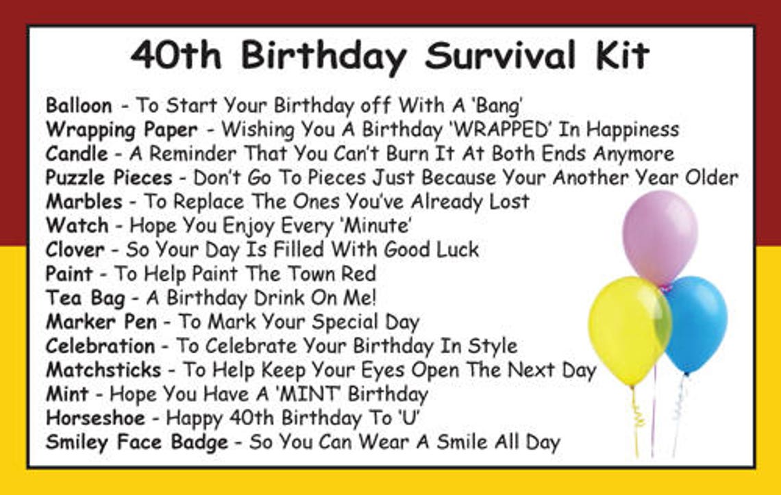 40th Birthday Survival Kit in A Can. Fun Happy Birthday Gift & - Etsy