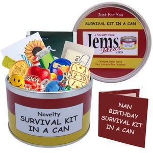 Nan Birthday Survival Kit in der Dose | Lustiges alles Gute zum Geburtstag Geschenk & Karte für Nan | Einzigartige Geschenkidee für Oma, Kindermädchen oder Nana