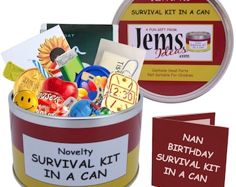 Nan Birthday Survival Kit in a Can | Fun Happy Birthday Gift & Card for Nan | Unique Present Idea for Grandma, Nanny, or Nana