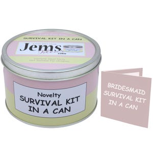Kit de sobrevivência para madrinhas em lata – Presente e cartão de casamento divertidos, ideia para pedido de casamento, agradecimento, lembrança, equipe de noivas, presente para despedida de solteira