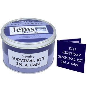 Kit de survie 21e anniversaire dans une boîte. Cadeau et carte de joyeux anniversaire amusants. AUTRES COULEURS DISPONIBLES.