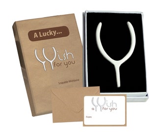 LUCKY Snapable Wishbone Gift & Card. Special Keepsake/Present/Token For New Home New Baby Housewarming New Job St Patrick's Day etc