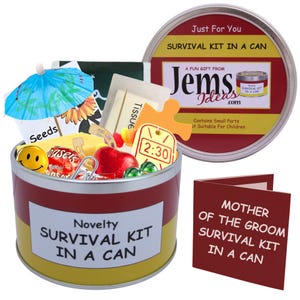 Mother of The Groom Survival Kit In A Can. Fun Wedding Day Thank You Gift/Favor/Favour. Mum/Mam/Mom/Mother. OTHER COLOURS AVAILABLE.