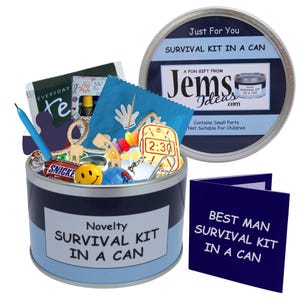 Kit de sobrevivência para padrinhos em lata – presente de casamento engraçado e cartão do noivo – agradecimento, lembrança, despedida de solteiro, pedido de casamento do padrinho, presente de brincadeira