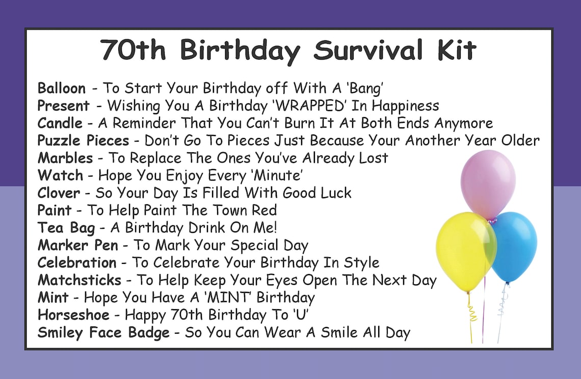 70th Birthday Survival Kit in A Can. Fun Happy Birthday Gift & - Etsy