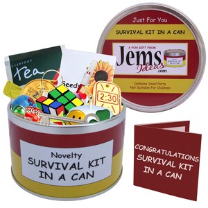 Kit de survie en boîte Félicitations. Cadeau amusant et carte. Bravo/université/examens/université/école/étudiant/réussite/réussite/examen de conduite/nouvel emploi.