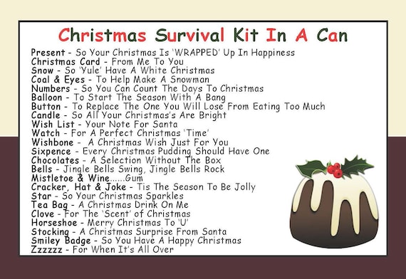 Christmas Survival Kit in A Can. Fun Xmas Gift Set for A Friend