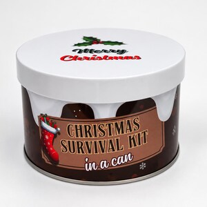 Kit di sopravvivenza natalizio in lattina. Divertente set regalo di Natale per un amico/insegnante/vicino/capo/manager/amico/collega di lavoro/collega di lavoro/Babbo Natale segreto.