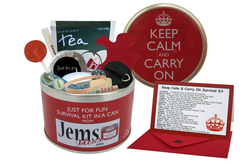 Keep Calm Carry On Survival Kit In A Can Fun Gift With Card Etsy