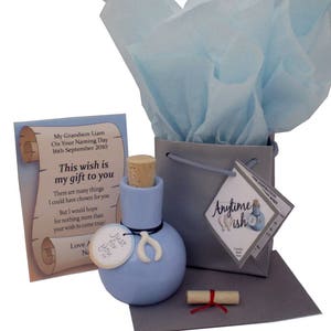 Regalo y tarjeta de deseos personalizados para bautizo, día del nombre o bautismo para un nuevo bebé, hijo, nieto, ahijado, sobrino, niño pequeño.