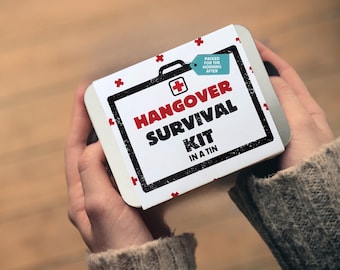 Kit de supervivencia para la resaca en lata: regalo divertido para despedidas de soltero, cumpleaños número 18 o 21, o para la mañana siguiente.
