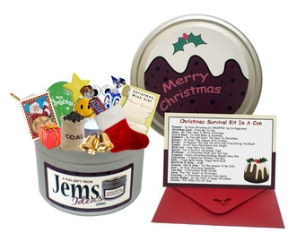 Christmas Survival Kit In A Can. Fun Xmas Gift Set For Men, Women, Man, Woman, Male, Female, Him& Her.  Happy Christmas Funny Stocking Gifts