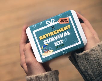 Ruhestand Survival Kit in der Dose - Glückwunschgeschenk, lustiges Andenken, neues Kapitel Token für Freunde, Kollegen und Familie