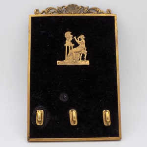Laitone Mural Key Door,Practical Vintage Object,Key Door a 3 Point,Design Bas Relief Golden,Art Deco,Year 50,Gift Idea