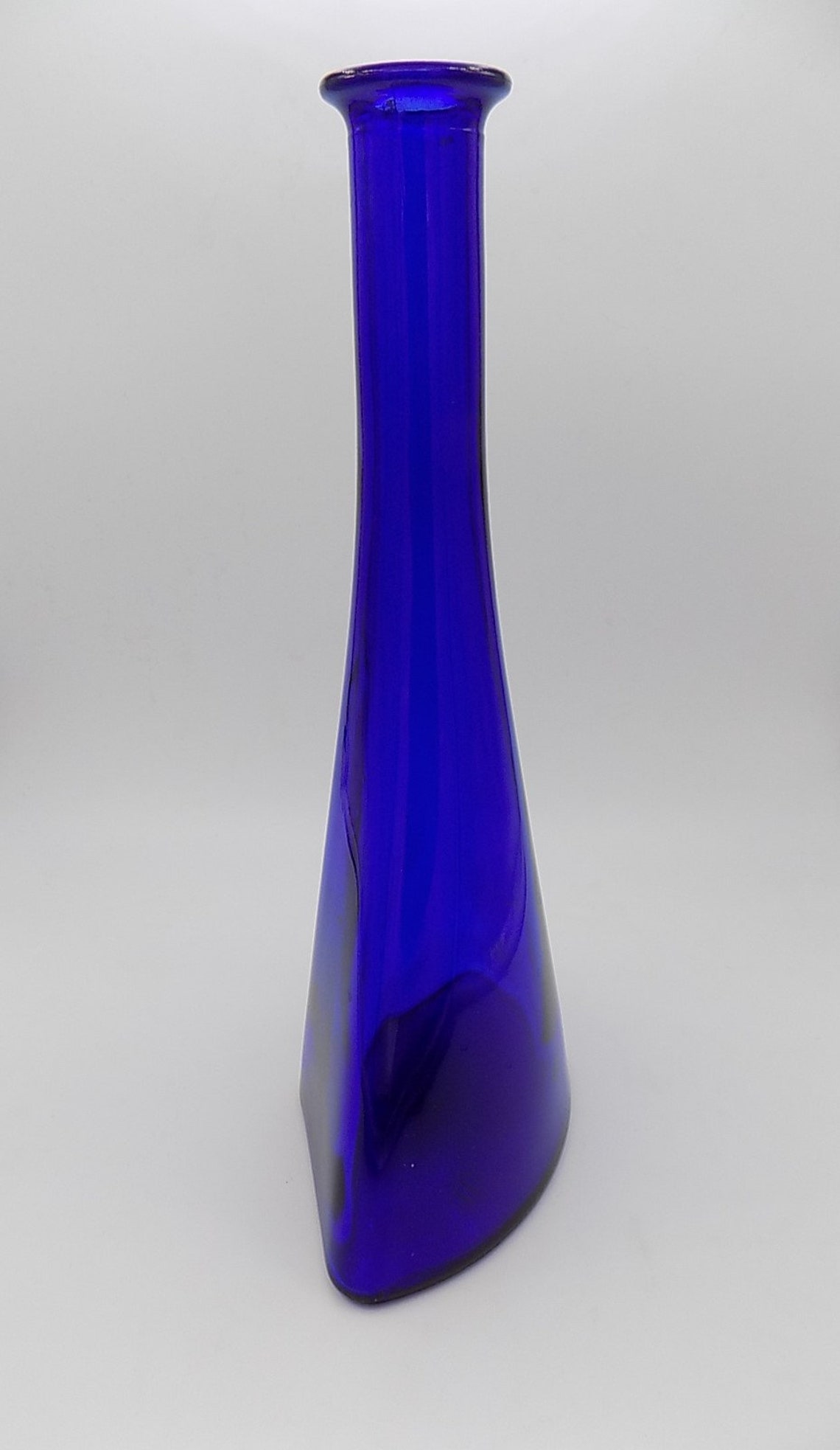Bottle VASE COBALT Blue Bottle Special Shape Triangle Art Etsy Israel