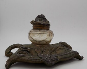 Old Inkwell, Bronze Inkwell, 1900s, RARE Inkwell, Collectible Inkwell, Gift Idea