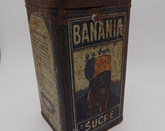 BANANIA, Metal Box, Old Box, Editions 1921 Box, Collector's Box Original Patina. Average Condition, Collector's Object