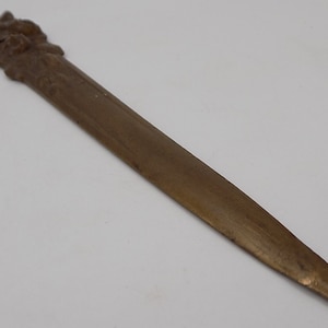 Bronze Paper Opener/1900 Paper Opener/Signed "A.Dahl"/Prestige Paper Opener/Handle Engraving/Rose and Miscellaneous Flowers/Collectible Item.