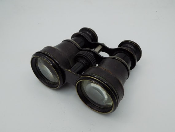 Ancienne Paire de Jumelles de Théâtre LOUVRE Opéra Spectacle Cuir Ancien Antique