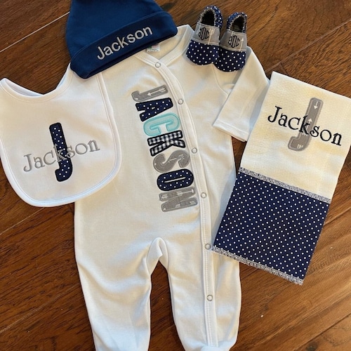Personalized Baby Gown Baby Boy Coming Home Outfit Newborn Etsy