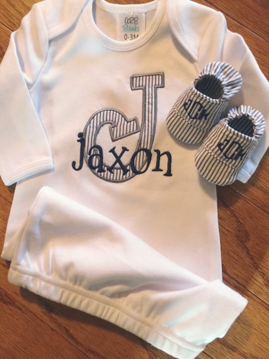Personalized Baby Gown Baby Boy Coming Home Outfit Newborn Unique
