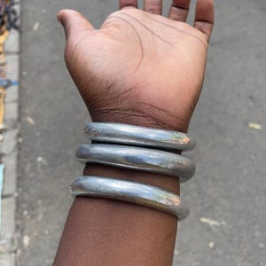 Silver Aluminium Bracelet, Chunky Silver Arm Cuff Bracelet, African Bracelet For Men, Minimalist Aluminium Bangles, Anniversary Gifts