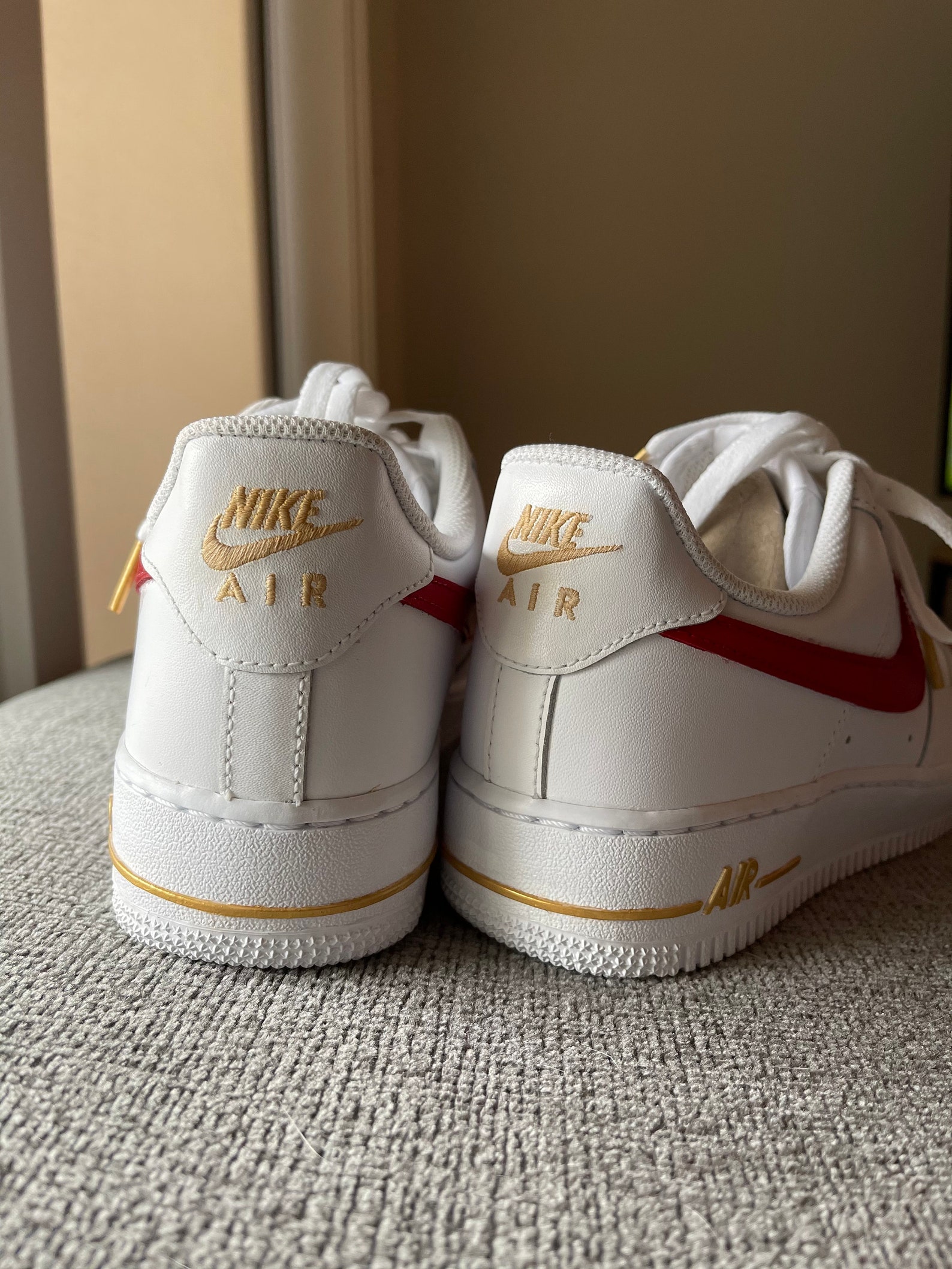 red and gold air force ones