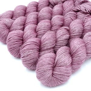 Dusty Rose // Yakima DK, Soft cool pink semisolid on a merino, silk and yak blend.