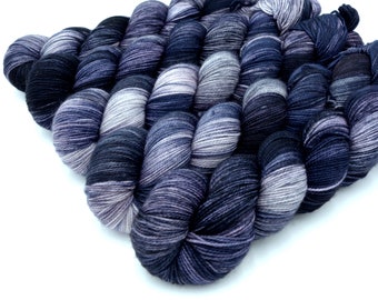 Ghost Rider // Deep Sock tonal fingering weight sw merino nylon yarn in midnight blue and slate grey