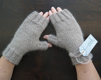 Hand knitted fingerless gloves