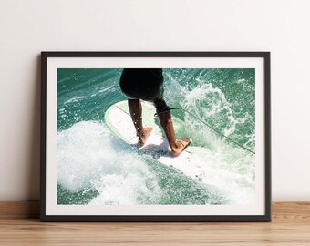 Longboard Surfboard Print, Surfer Wall Decor. Unframed.