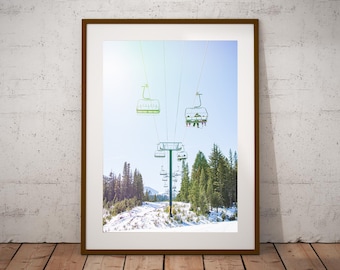 Mammoth Mountain Chair Lift Print, Northern California Poster, Action Sports Wall Decor, Ski, Snowboard, Winter Print.