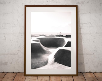 Black & White Venice Beach Skate Park Print, Los Angeles Wall Decor, Lords of Dogtown Poster.