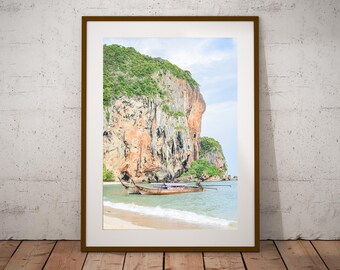 Princess Cave Beach Print, Southern Thailand Poster, Tropical Coastal Wall Decor, South East Asia, Thai Culture.