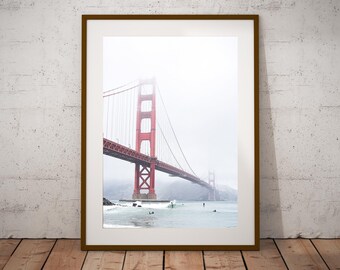 Golden Gate Bridge Surf Print, San Francisco Wall Decor, Northern California Poster, Unframed.