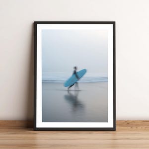 Surfer Blues Print, Southern California Surfing Poster, Orange County Wall Decor.