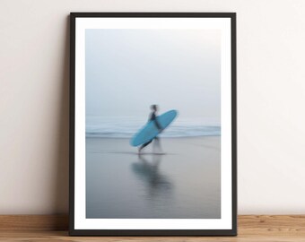 Surfer Blues Print, Southern California Surfing Poster, Orange County Wall Decor.