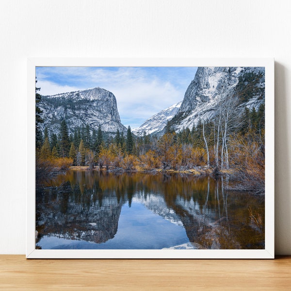 Mirror Lake Print, Yosemite National Park Poster, Eastern Sierra California Wall Decor.