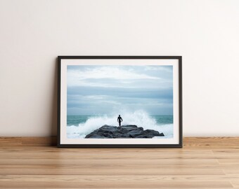 Stormy Surf Print, Southern California Surfing Wall Decor, Newport Beach Print. Unframed.