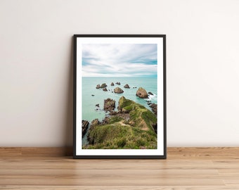 New Zealand Coastline Print, Travel Nature Wall Decor, Unframed.