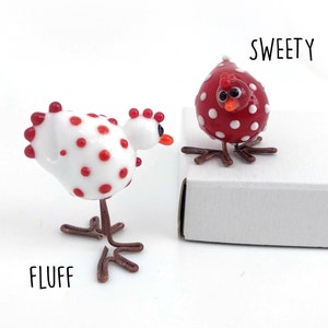 Glas Miniatur Hühner Duo Sammlerstücke Ostern Dekoration Miniatur Figuren Bauernhof Tiere Nutztier Küken Hochzeit Gastgeschenk