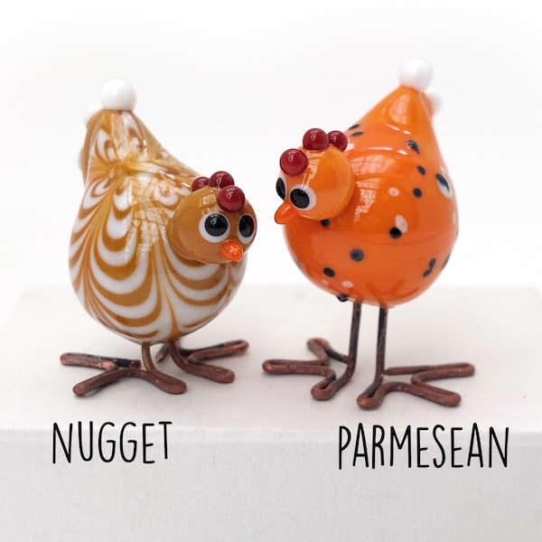 glass miniature chickens duo collectables easter decoration miniature figurines farm animals livestock chick poultry wedding guest gift