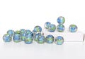 Handmade Lampwork Glass Beads: Soft Blue Green Etched Black Dot Pair product logo