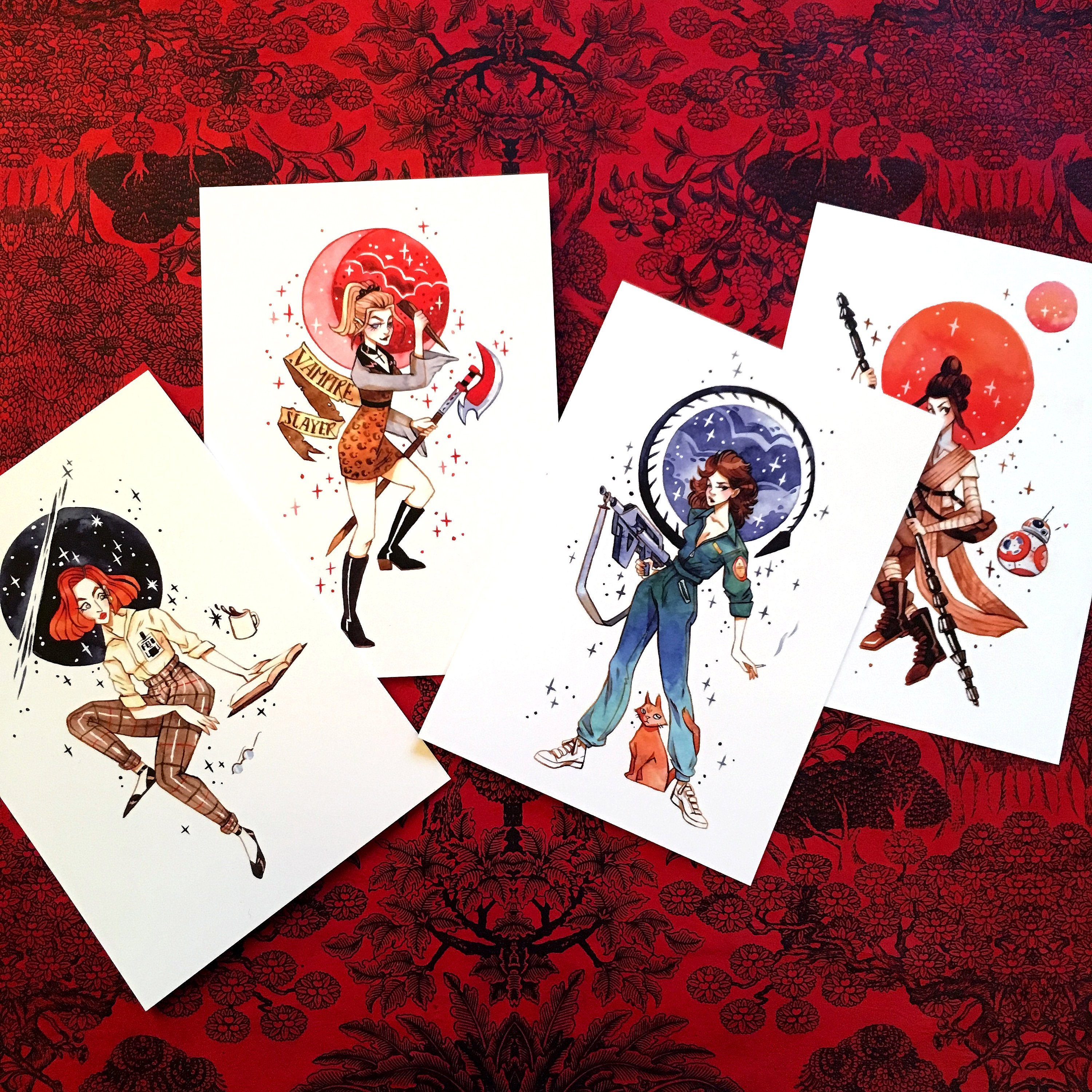 HEROINES Rey/ Buffy/ Dana Scully/ Ripley Print Series
