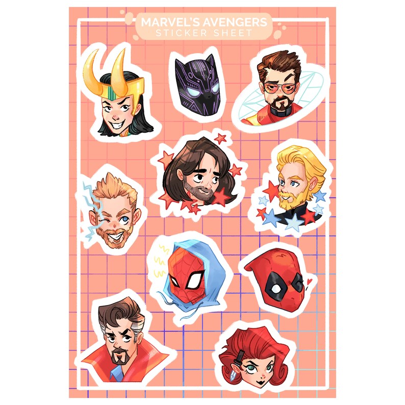 Marvel's Avengers Sticker Sheet | Etsy