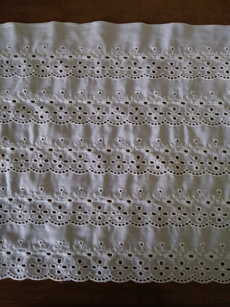 6yds Ivory Poly Cotton Eyelet Lace Trim 4.4 Wide.
