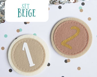 Birthday numbers beige with velcro for birthday crown