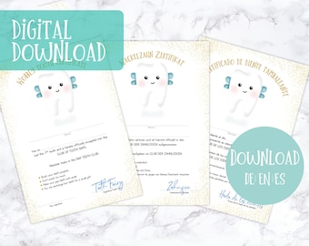 Instant download - Personalizable certificate of the tooth fairy - Certificate of Tooth Fairy Loose Tooth | - Certificate of Toothfairy - Certificado