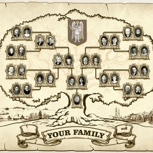 Large Ancestors Photo Family Tree – 4-5 generations, 30+ photos - DIGITAL FILE
