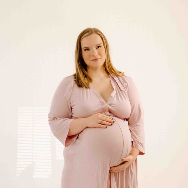 Lila Labor & Postpartum Gown in Mauve